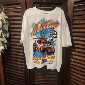 Reason White Tee with Car and Palm Design